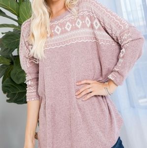 P & Rose Full Size Run Geometric Contrast Ribbed O